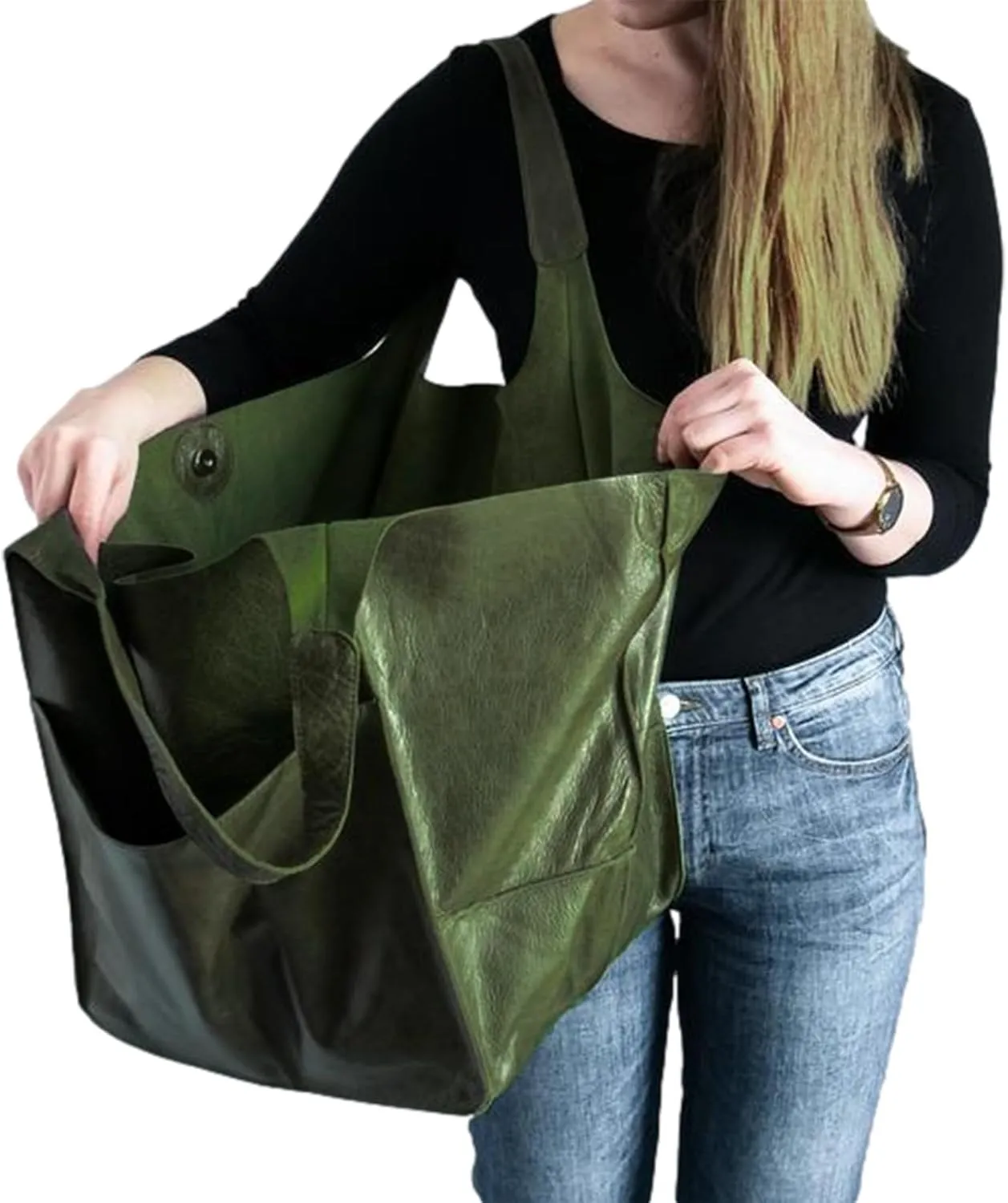Soft Leather Tote Bag for Women Extra Large Boho Bucket Handbag Oversized Purse Shoulder Bag for Working Traveling