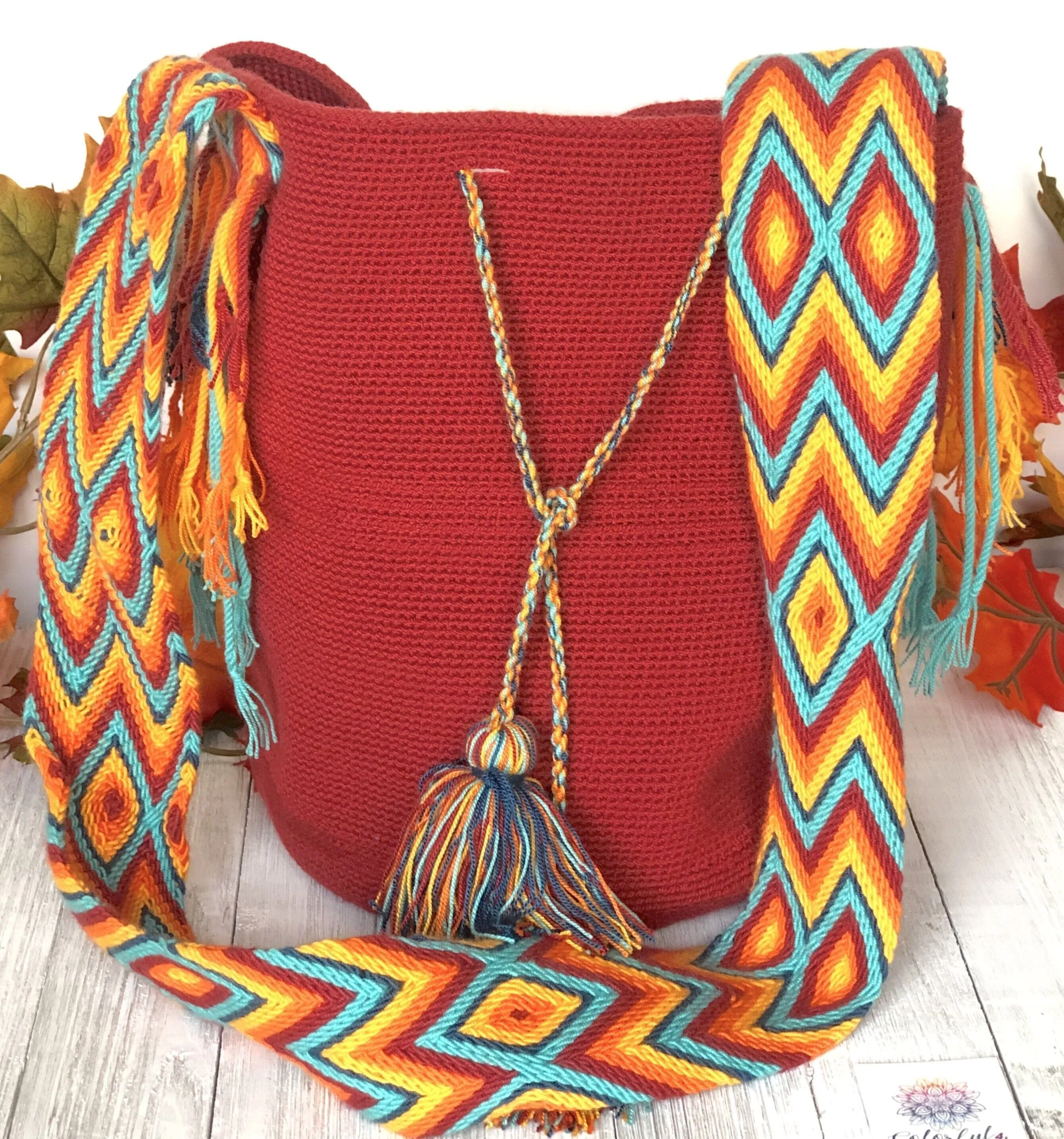 Solid Desert Sunset Crochet Bag | Large Boho Bag with Macrame Strap