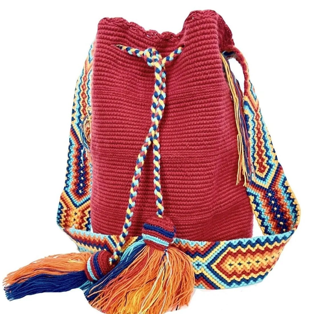 Solid Desert Sunset Crochet Bag | Large Boho Bag with Macrame Strap