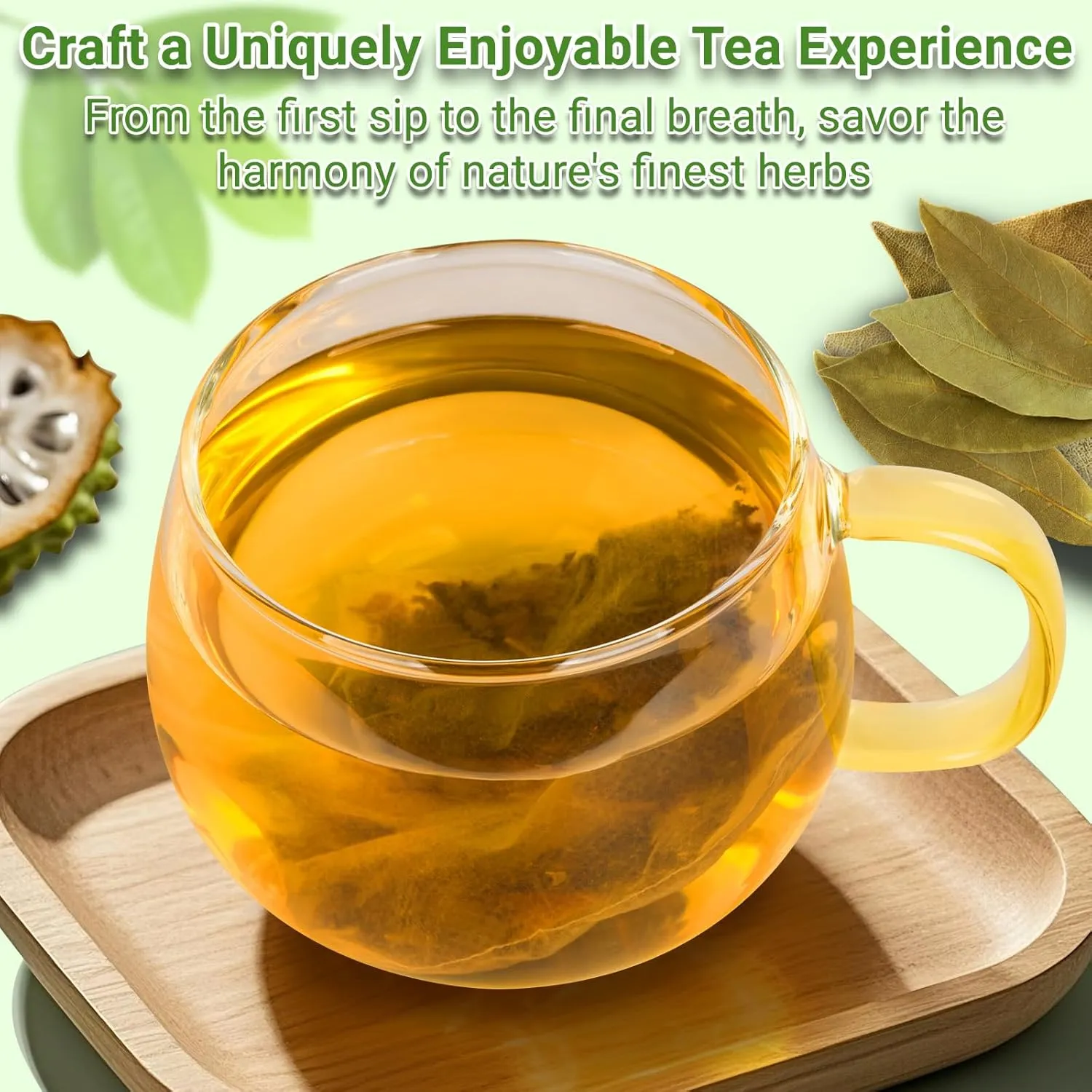 Soursop Leaves Tea Bag, Pure and Natural Soursop Graviola Leaves for Digestion, Boosting Immune, Improving Sleep & Skin Health - Hojas De Guanabana Tea（100 Teabags/2 Pack)