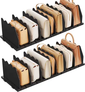 SPACEKEEPER Shelf Divider for Closet, 2 Pack Adjustable Purse Organizers Handbag Separators Storage Organizer Bookshelf Separator Dividers in Bedroom Office Kitchen Bathroom, Black