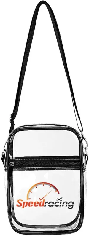 Speed-racing Clear Crossbody Bag Stadium Bag Adjustable Side Shoulder Bags Messenger Bag with 2 Compartments