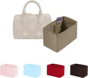Speedy Nano16 Insert Bag Organizer, Inner Bag Compatible with LV Bag Speedy, Women's Purse Dividers with Silky Satin (Gris tourterelle, Nano16)
