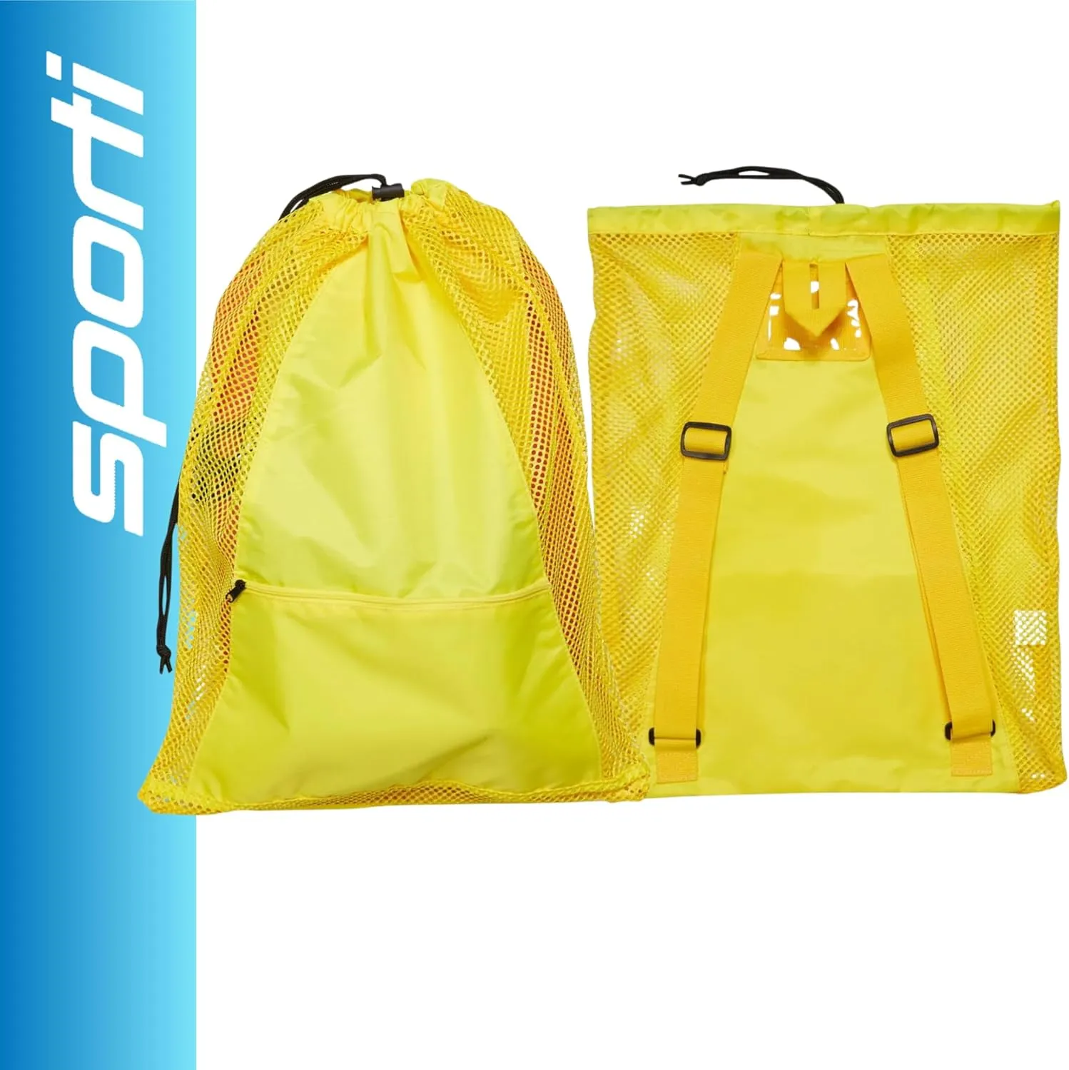 Sporti Swimming Equipment Bag Zipper Pocket, Mesh Drawstring Backpack, Drawstring Bags, Big Mesh Backpack for Workout Gear