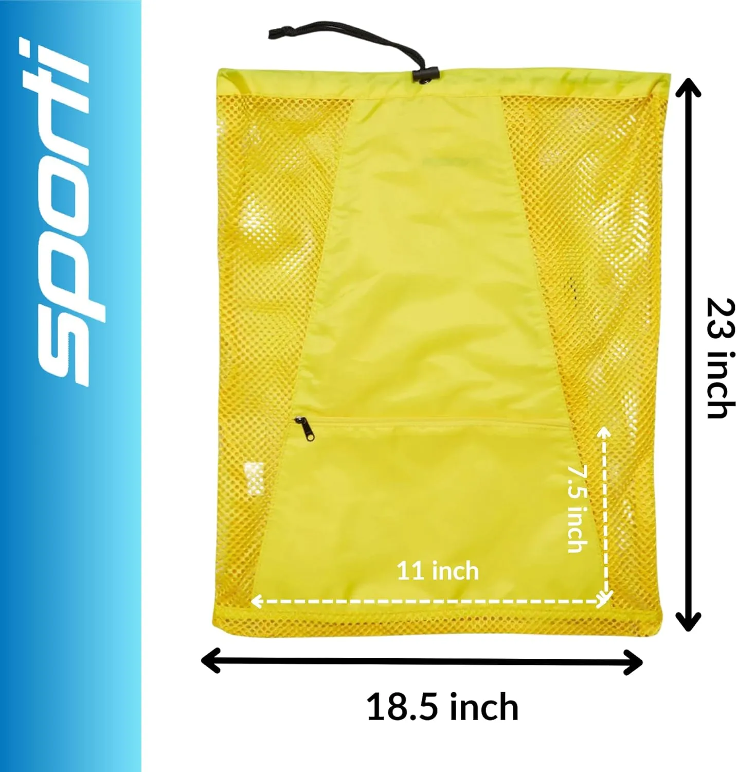 Sporti Swimming Equipment Bag Zipper Pocket, Mesh Drawstring Backpack, Drawstring Bags, Big Mesh Backpack for Workout Gear