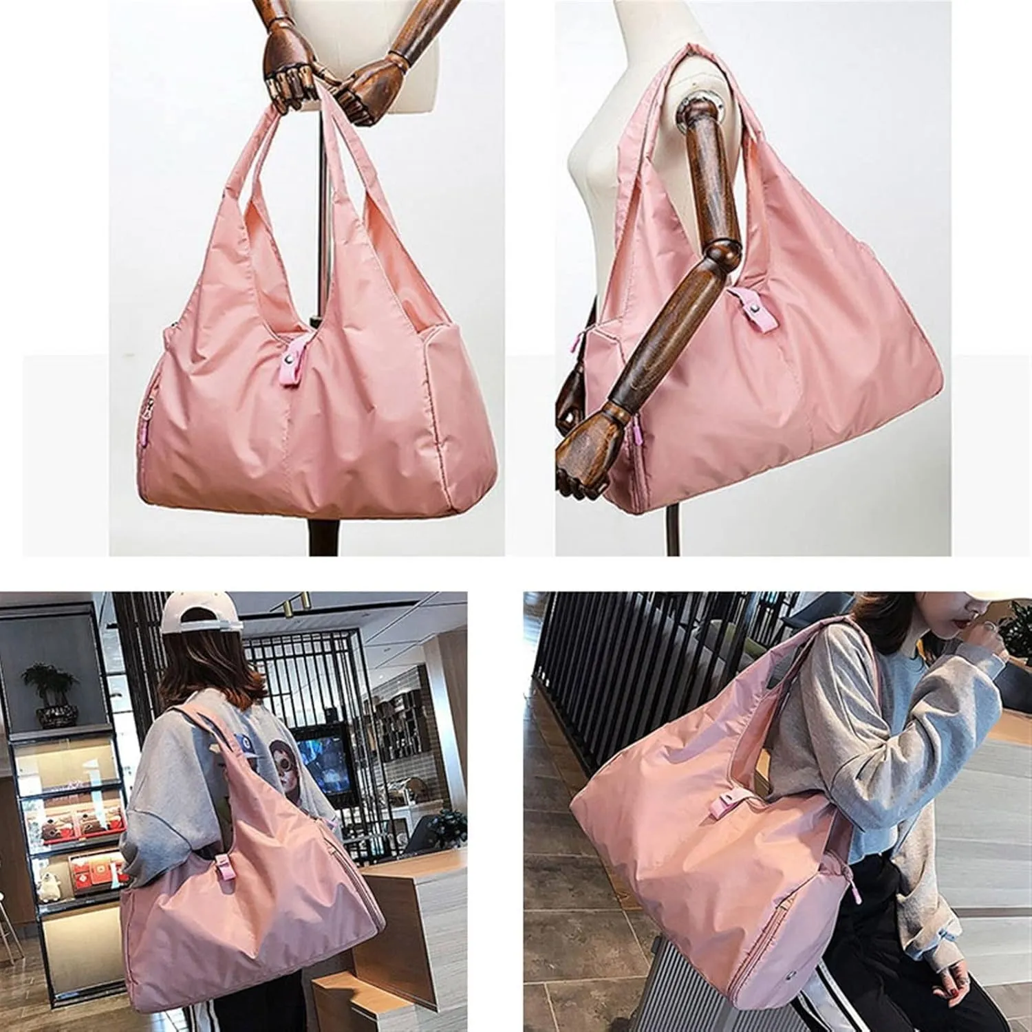 Sports Duffel Bags Scione Yoga Mat Bag Gym Fitness Bags for Women Men Training Sac De Sport Travel Gymtas Nylon Outdoor Sports Tas Sporttas(Pink)