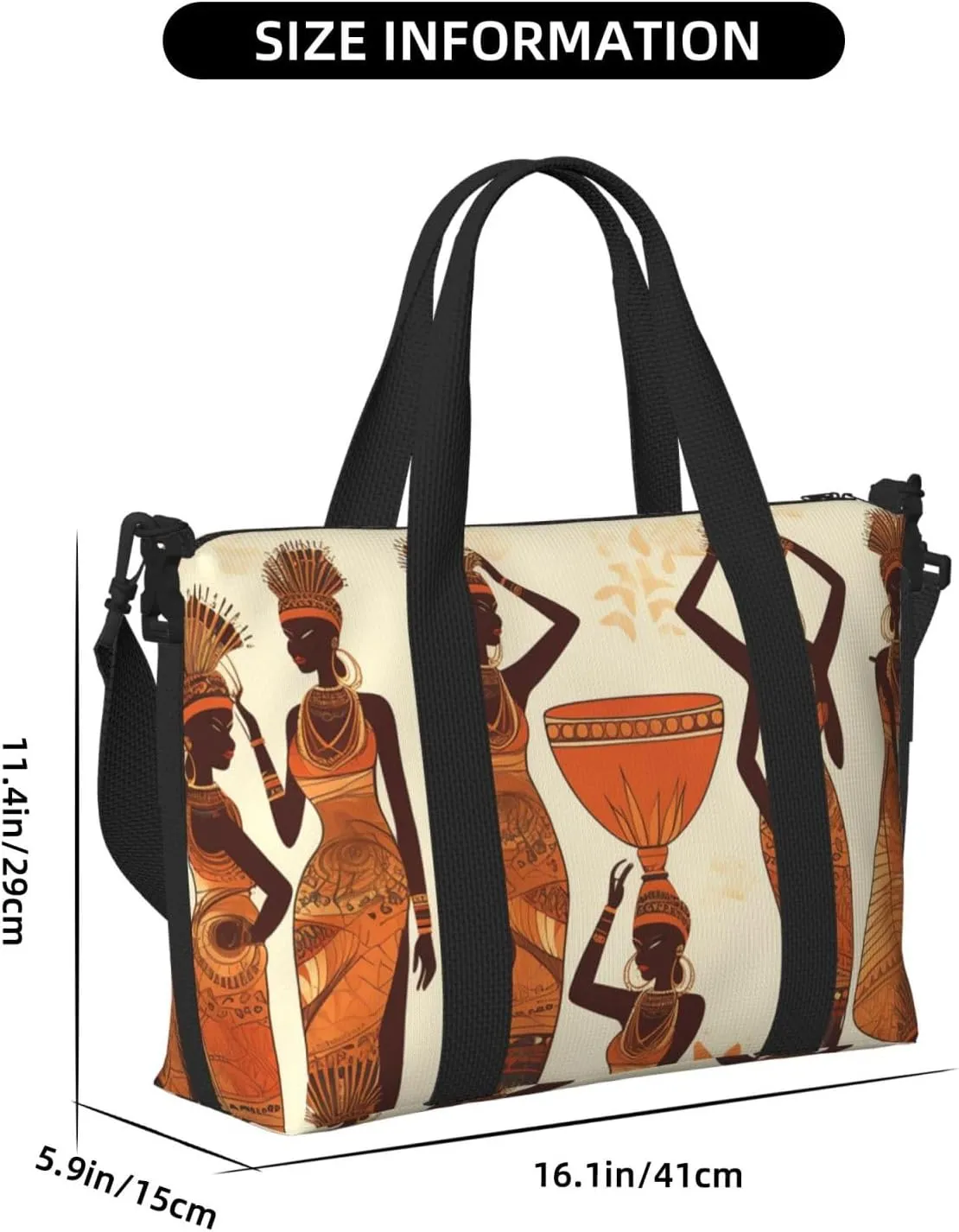 Sports Gym Bag for Women Men Travel Duffel Bag Tote Weekender Bag Carry on Overnight Bag for Travel Swimming Fitness Workout Sports African Tribal Woman Duffle Bag