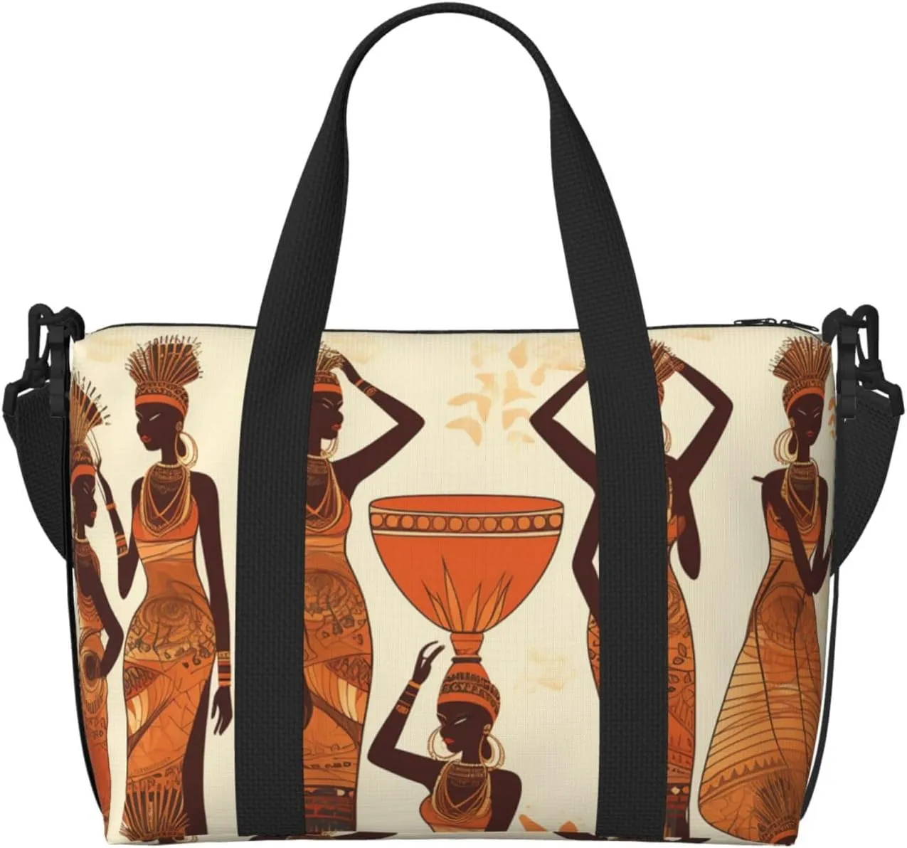Sports Gym Bag for Women Men Travel Duffel Bag Tote Weekender Bag Carry on Overnight Bag for Travel Swimming Fitness Workout Sports African Tribal Woman Duffle Bag