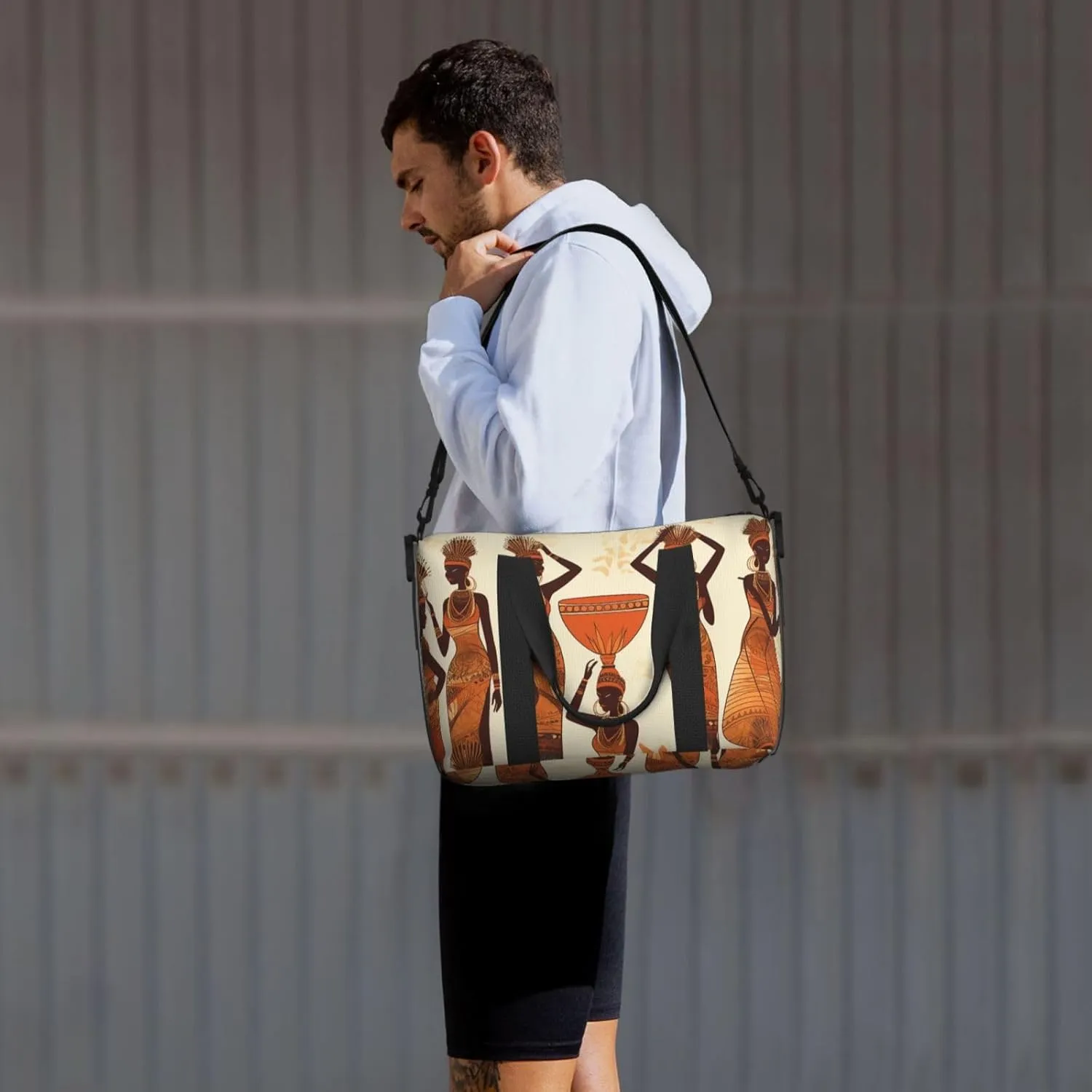 Sports Gym Bag for Women Men Travel Duffel Bag Tote Weekender Bag Carry on Overnight Bag for Travel Swimming Fitness Workout Sports African Tribal Woman Duffle Bag