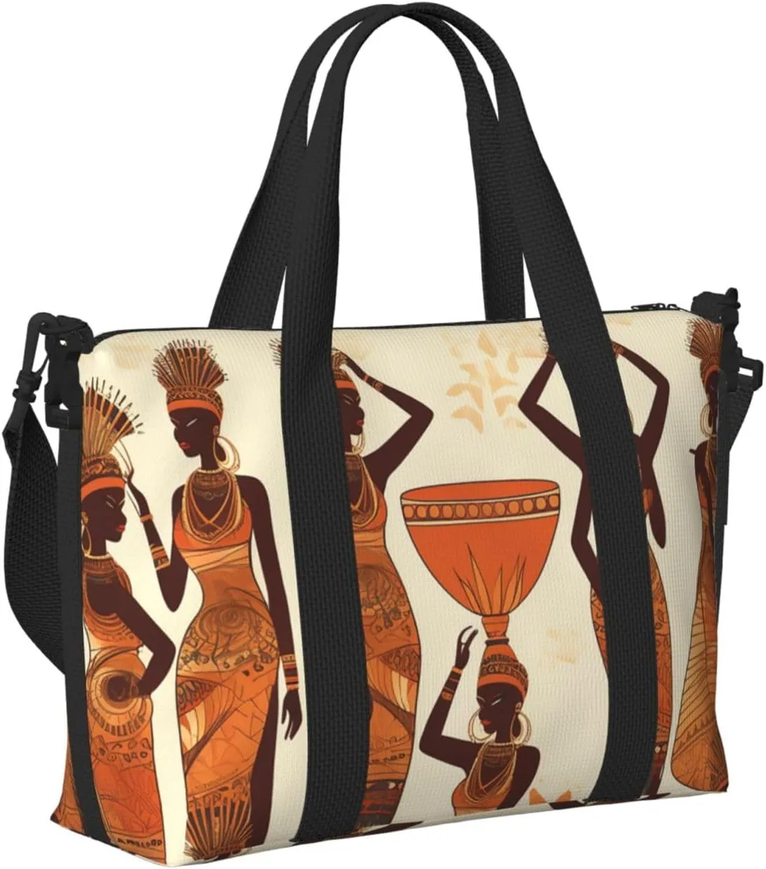 Sports Gym Bag for Women Men Travel Duffel Bag Tote Weekender Bag Carry on Overnight Bag for Travel Swimming Fitness Workout Sports African Tribal Woman Duffle Bag