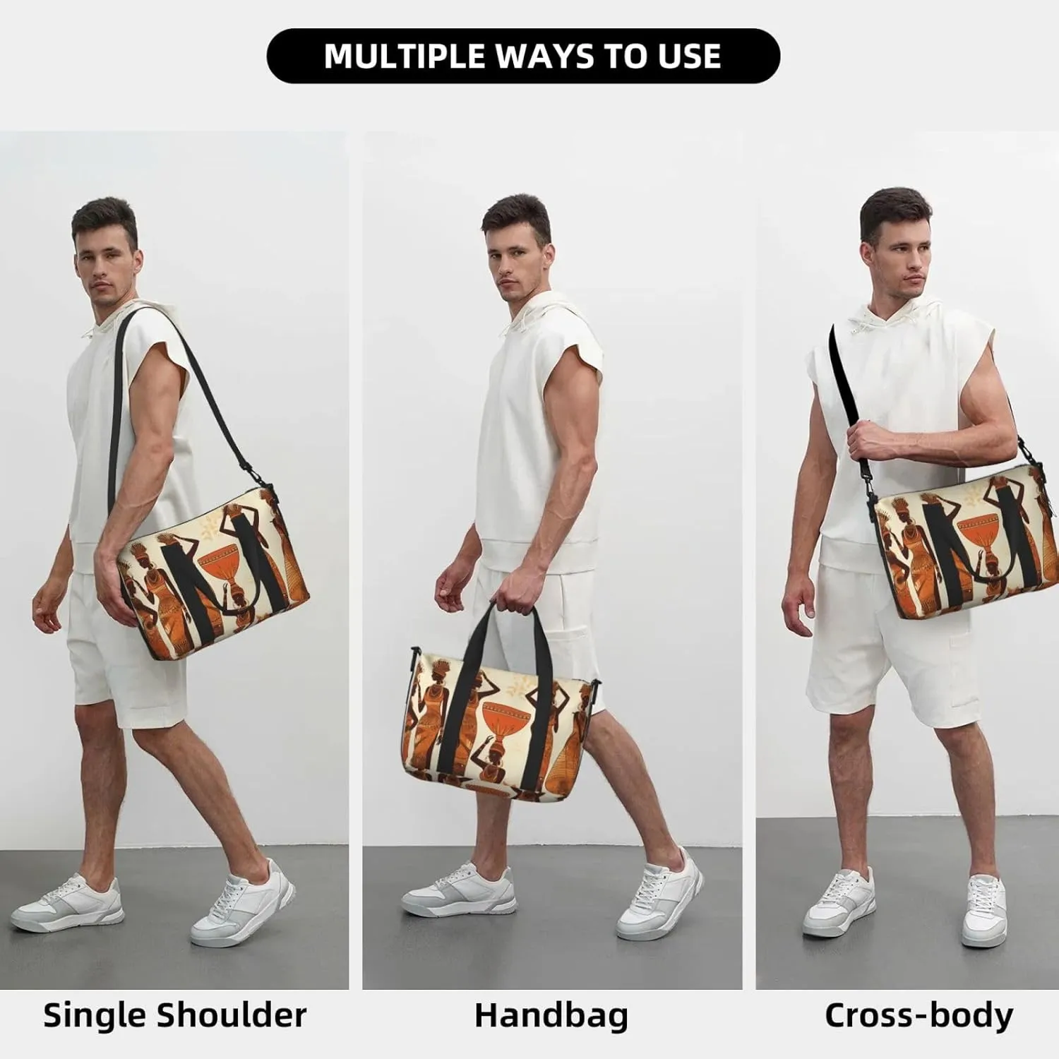 Sports Gym Bag for Women Men Travel Duffel Bag Tote Weekender Bag Carry on Overnight Bag for Travel Swimming Fitness Workout Sports African Tribal Woman Duffle Bag