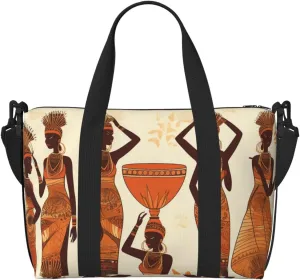 Sports Gym Bag for Women Men Travel Duffel Bag Tote Weekender Bag Carry on Overnight Bag for Travel Swimming Fitness Workout Sports African Tribal Woman Duffle Bag