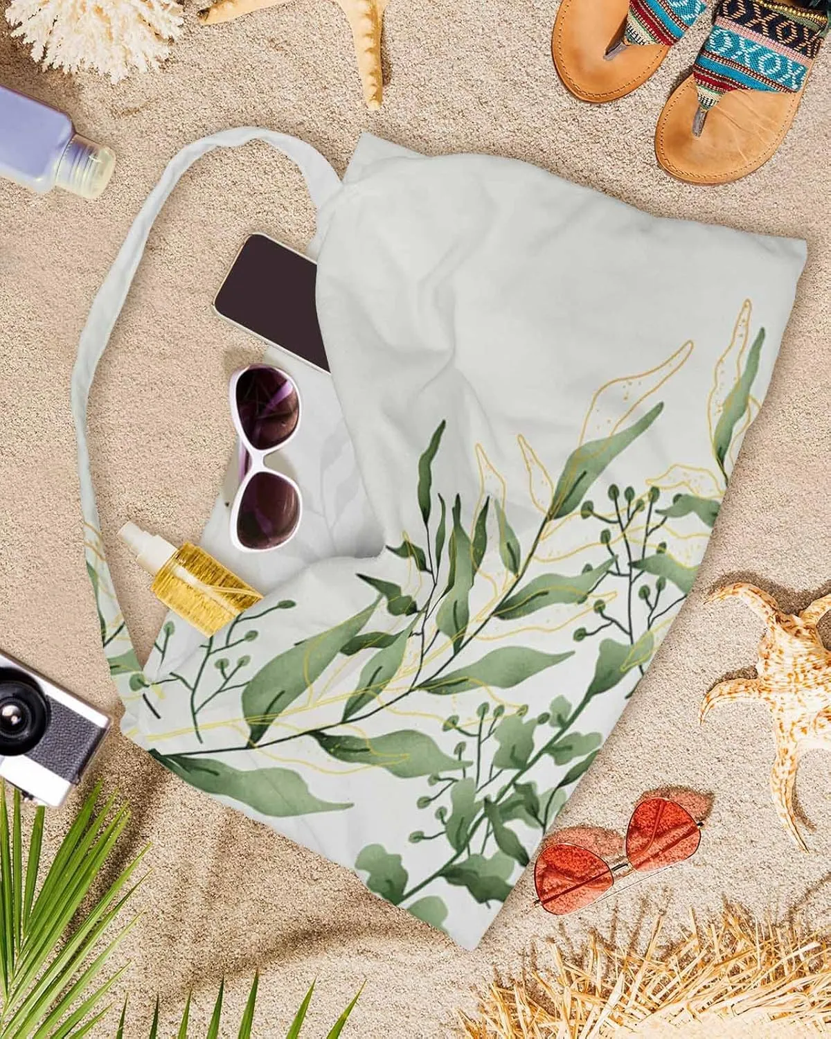 Spring Green Leaves Chaise Lounger Cover with Pockets, Pool Lounge Chair Covers 85"x29", Summer Tropical Microfiber Beach Chair Cover for Outdoor Patio Sunbathing