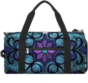 Stained Glass Pattern Barrel Gym Bags for Men And Women, Duffle Bag for Travel Sports Bag Camping Weekend Carry on Overnight Duffel Bag with Shoulder Strap