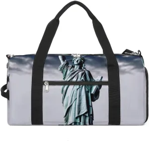 Statue of Liberty Barrel Gym Bags for Men And Women, Duffle Bag for Travel Sports Bag Camping Weekend Carry on Overnight Duffel Bag with Shoulder Strap