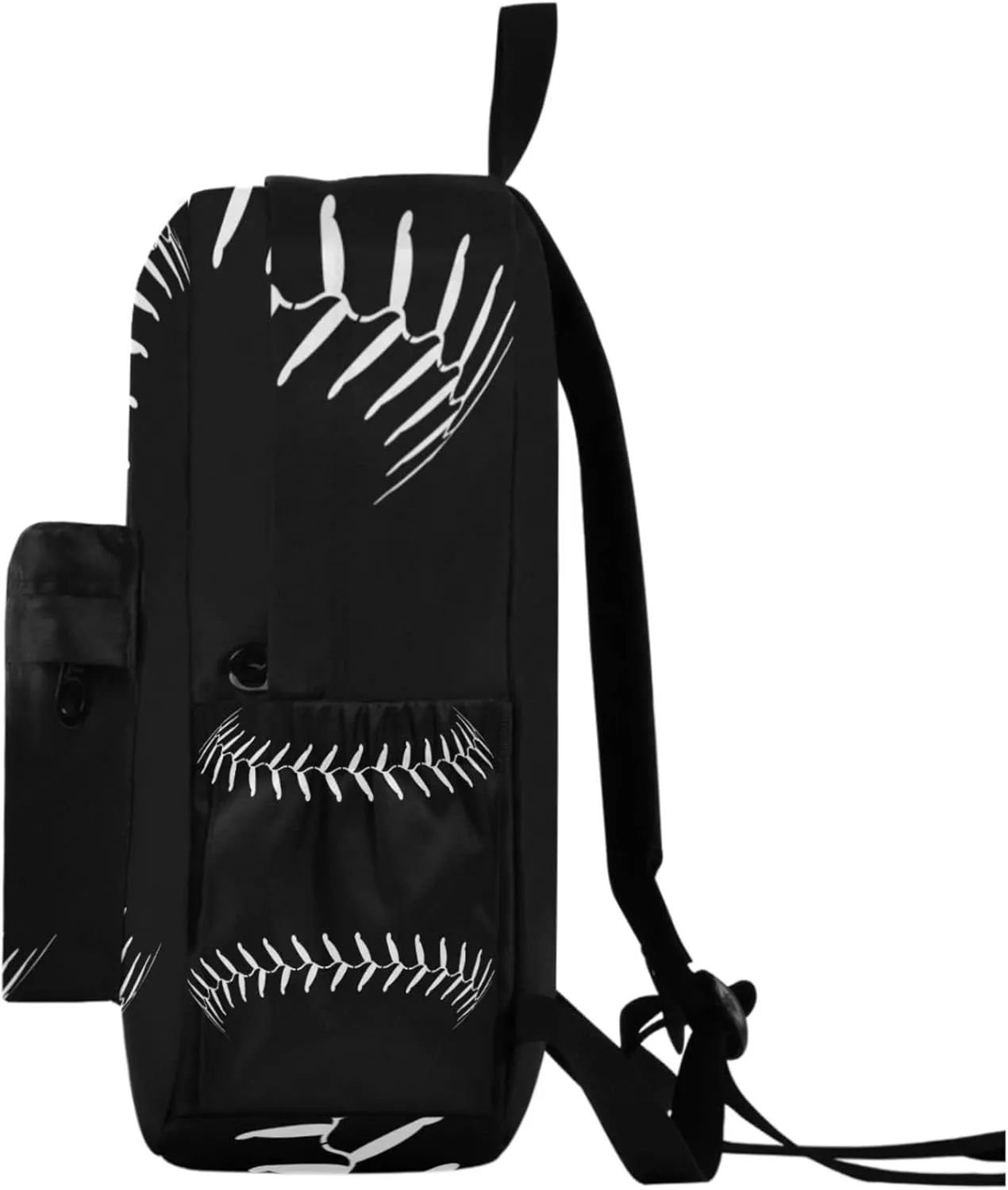 Stylish Baseball Lace Black Large Portable Laptop Backpack Durable Travel Computer Bag for Men Women School Bookbag Work