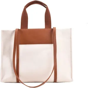 Stylish Medium Canvas Tote Bag with Zipper for Women - Versatile Top Handle & Crossbody Satchel Handbag for Work & Casual Use