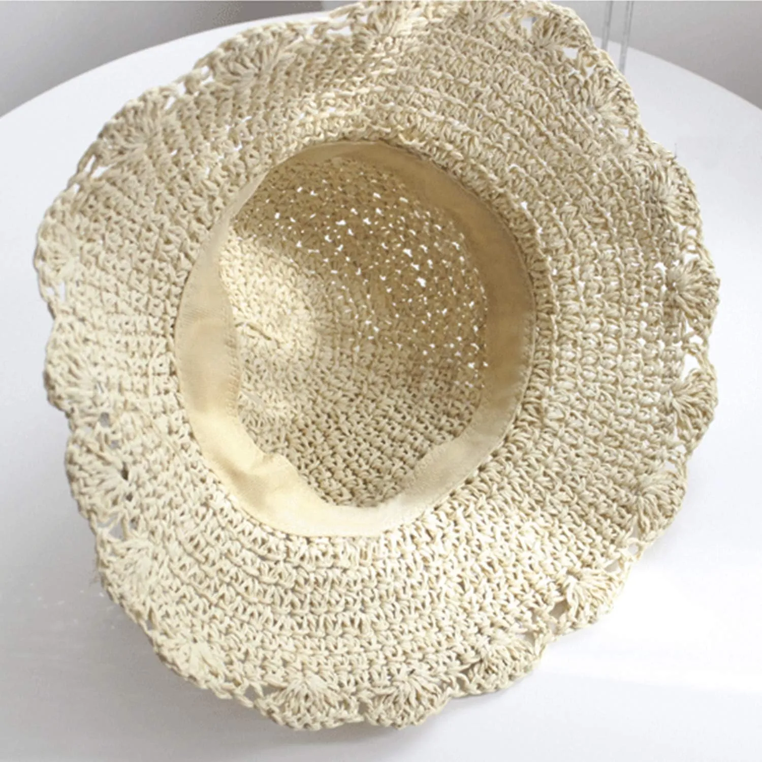 Summer Beach Sun Straw Hats for Women Wide Brim Packable Travel Bucket Hats UPF 50 