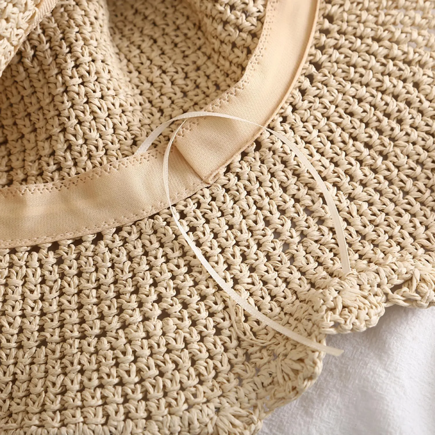 Summer Beach Sun Straw Hats for Women Wide Brim Packable Travel Bucket Hats UPF 50 
