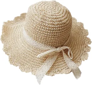 Summer Beach Sun Straw Hats for Women Wide Brim Packable Travel Bucket Hats UPF 50 