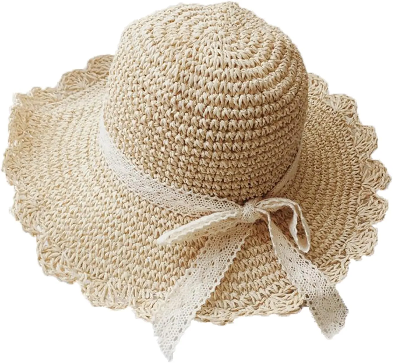 Summer Beach Sun Straw Hats for Women Wide Brim Packable Travel Bucket Hats UPF 50 