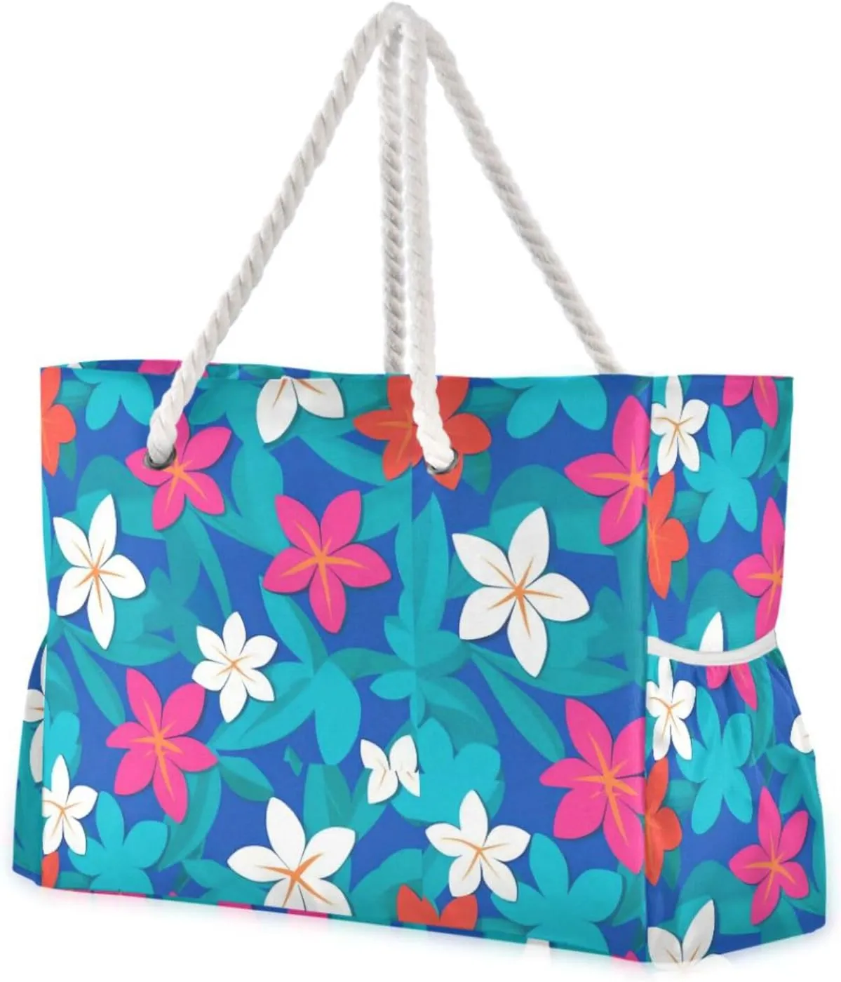 Summer Fresh Vivid Flowers Large Capacity Duffel Bag Sports Tote with side pocketes Bag For Travel for beach&school&work