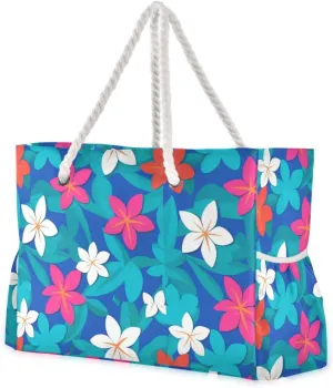 Summer Fresh Vivid Flowers Large Capacity Duffel Bag Sports Tote with side pocketes Bag For Travel for beach&school&work