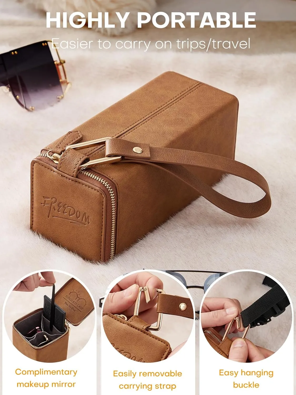 Sunglasses Travel Case Organizer Hangable for Men Women, Eyeglasses Foldable Storage Organizer