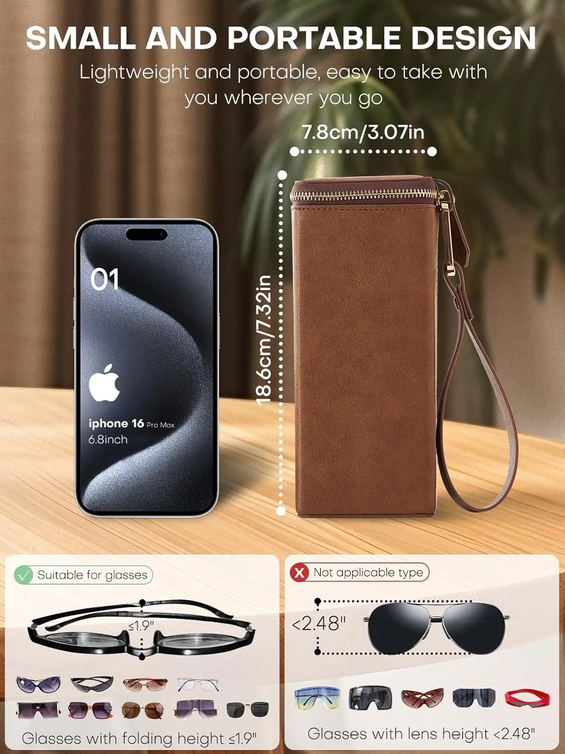 Sunglasses Travel Case Organizer Hangable for Men Women, Eyeglasses Foldable Storage Organizer
