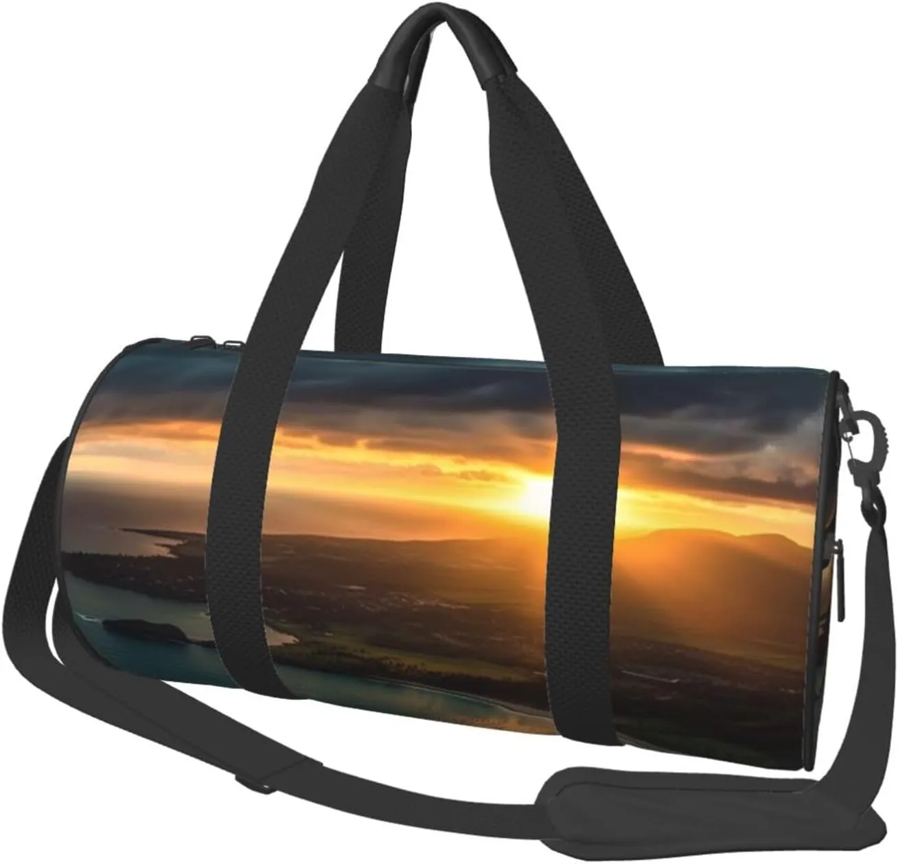 Sunrise Over Hawaii Print Travel Duffel Bags With Pocket And Adjustable Strap Large Gym Bag Fashion Yoga Bag For Women Men