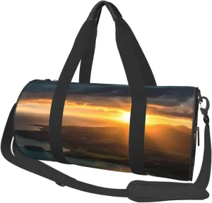 Sunrise Over Hawaii Print Travel Duffel Bags With Pocket And Adjustable Strap Large Gym Bag Fashion Yoga Bag For Women Men