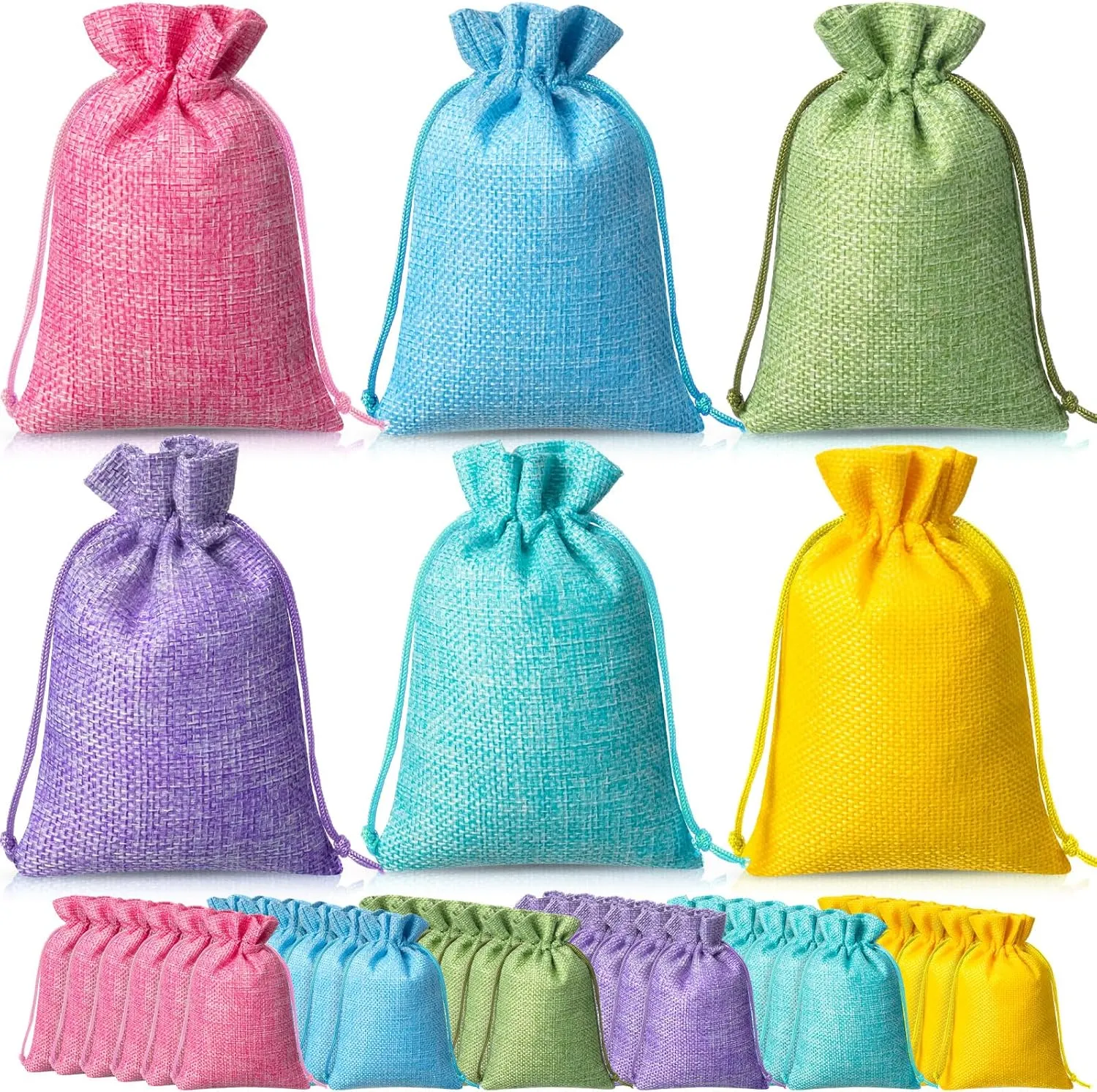 Sweetude 30 Pcs Small Burlap Gifts Bags with Drawstring 4 x 6 Inch Pastel Party Favor Bag Bulk Multicolor Goodies Candy Treat Tote for Summer Wedding Baby Shower Birthday Party(Light Colors)