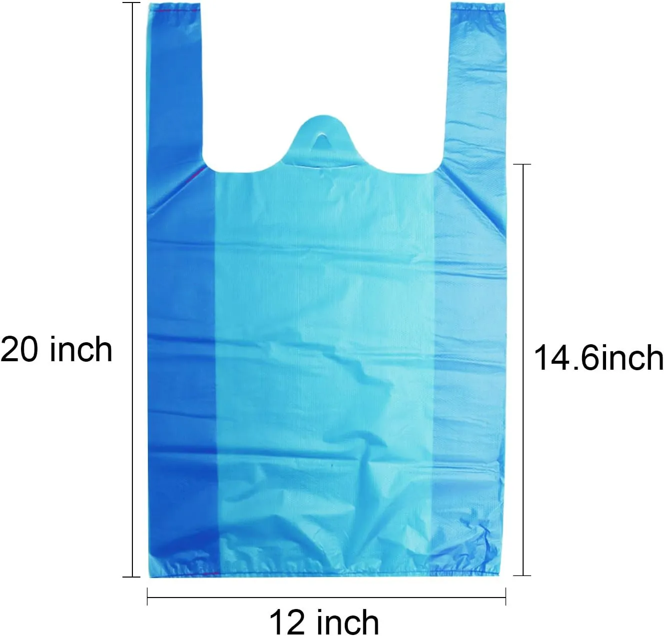 T Shirt Bags, Plastic Grocery Bags with Handles for Shopping and Merchandise, Bolsas De Plastico Para Negocio, 12x20 Inches (Blue, 100 pcs)