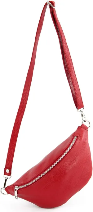 T211 - Italian hip bag, bum bag, chest bag small made of soft leather