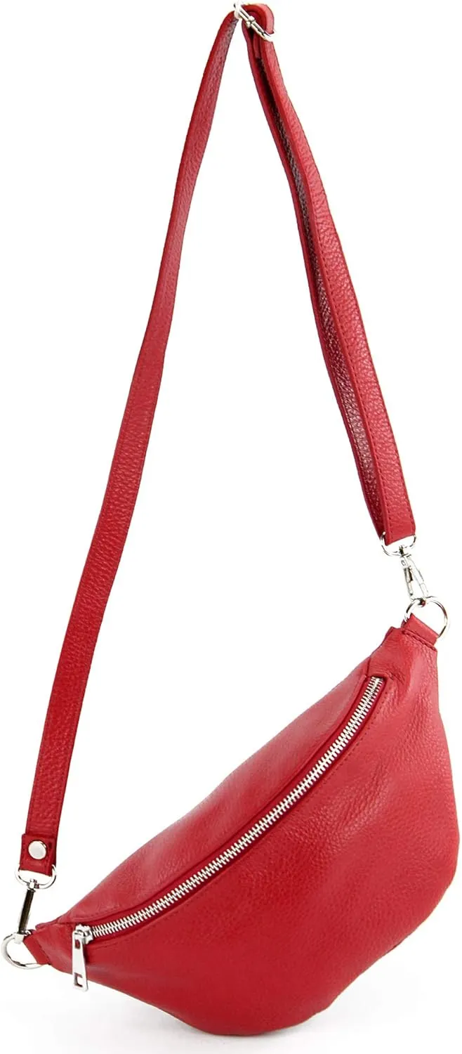 T211 - Italian hip bag, bum bag, chest bag small made of soft leather