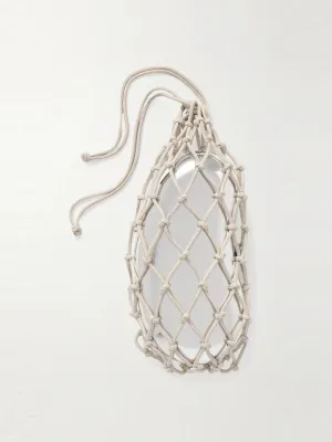 Tallulah silver-tone and macramé leather clutch