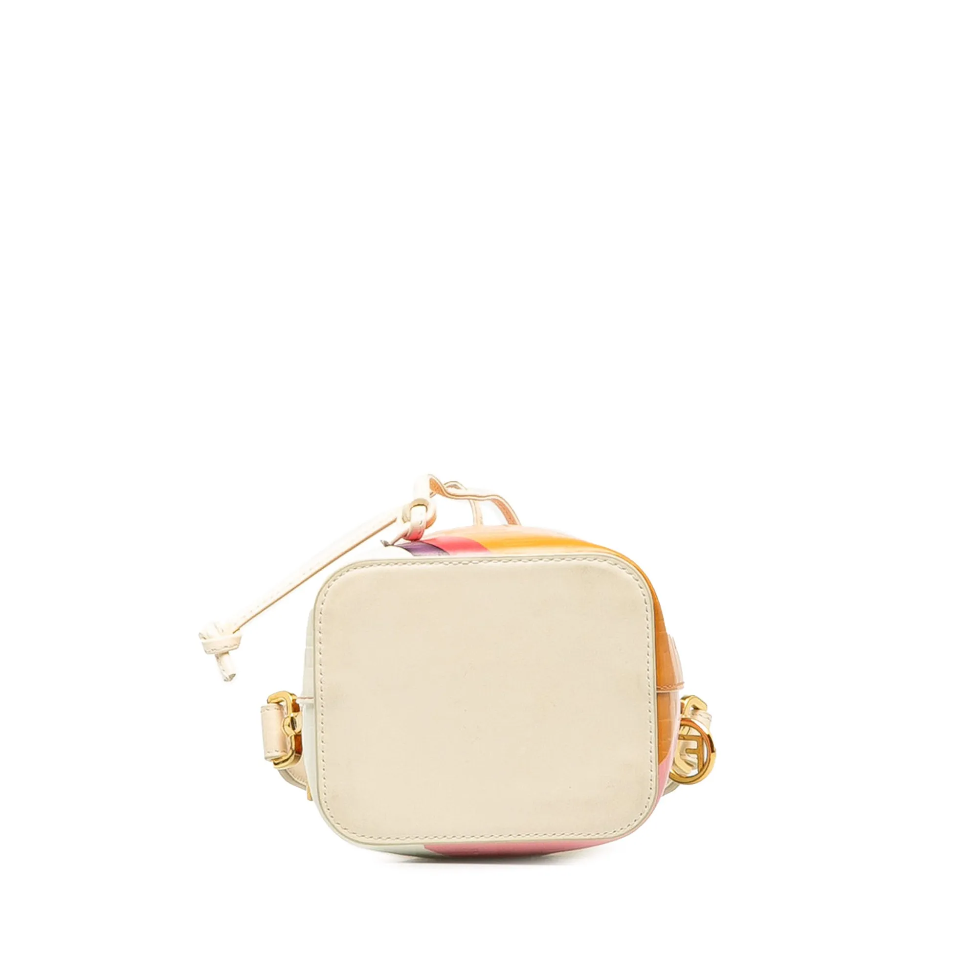 Tan Fendi FF Embossed Striped Mini Mon Tresor Bucket Bag