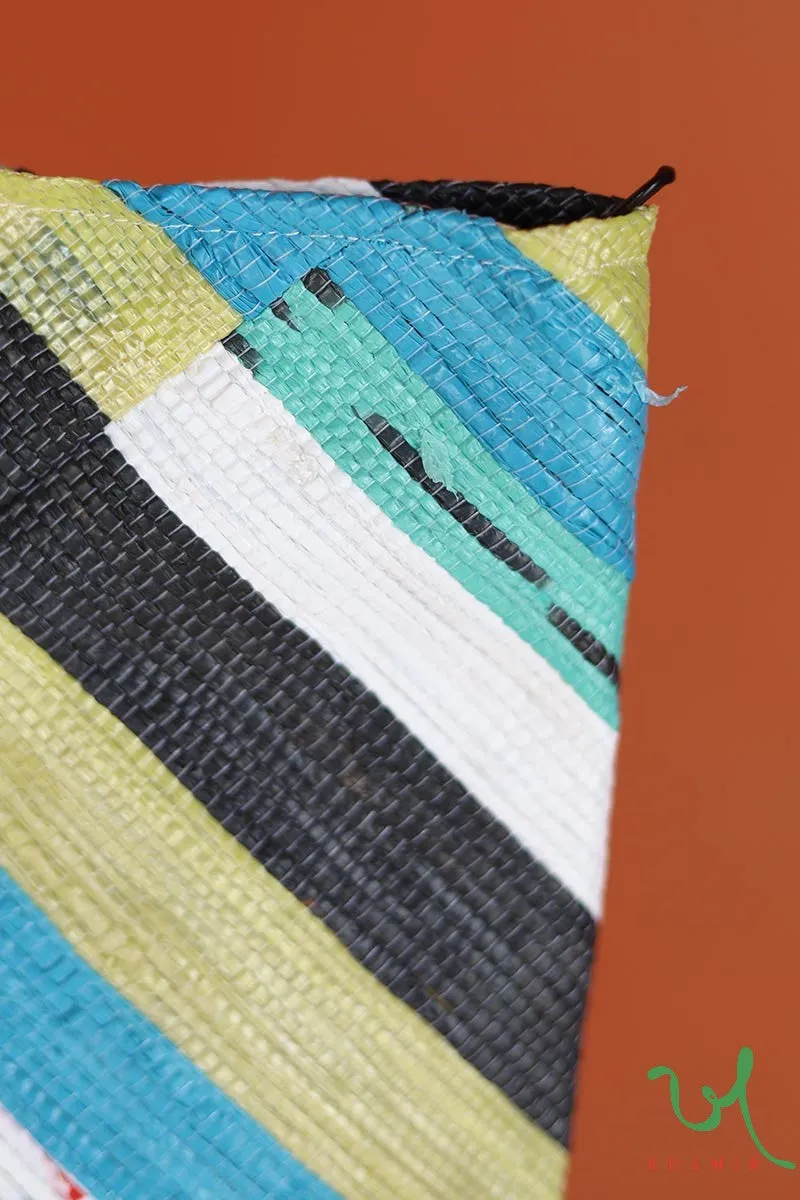 Teal-Black Upcycled Plastic Oversized Tote Bag