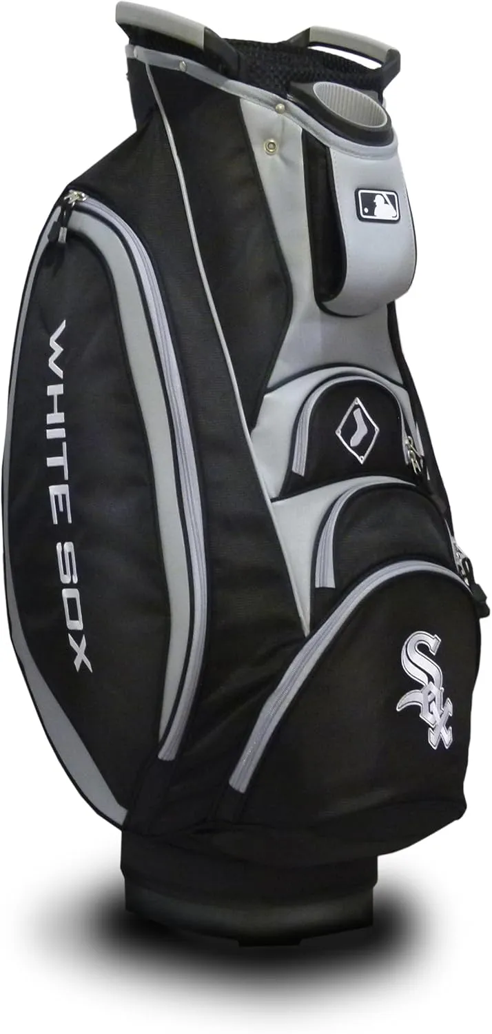 Team Golf MLB Chicago White Sox Victory Golf Cart Bag, 10-Way Top with Integrated Dual Handle & External Putter Well, Cooler Pocket, Padded Strap, Umbrella Holder & Removable Rain Hood