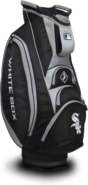 Team Golf MLB Chicago White Sox Victory Golf Cart Bag, 10-Way Top with Integrated Dual Handle & External Putter Well, Cooler Pocket, Padded Strap, Umbrella Holder & Removable Rain Hood
