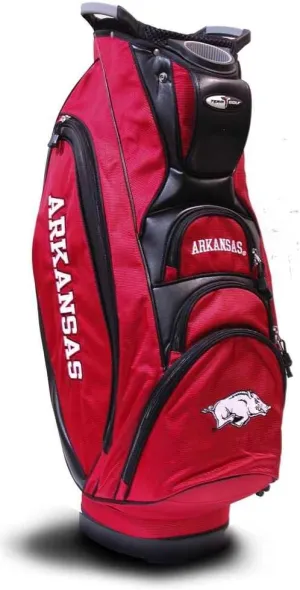 Team Golf NCAA Arkansas Razorbacks Victory Golf Cart Bag, 10-way Top with Integrated Dual Handle & External Putter Well, Cooler Pocket, Padded Strap, Umbrella Holder & Removable Rain Hood