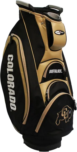 Team Golf NCAA Colorado Buffaloes Victory Golf Cart Bag, 10-way Top with Integrated Dual Handle & External Putter Well, Cooler Pocket, Padded Strap, Umbrella Holder & Removable Rain Hood