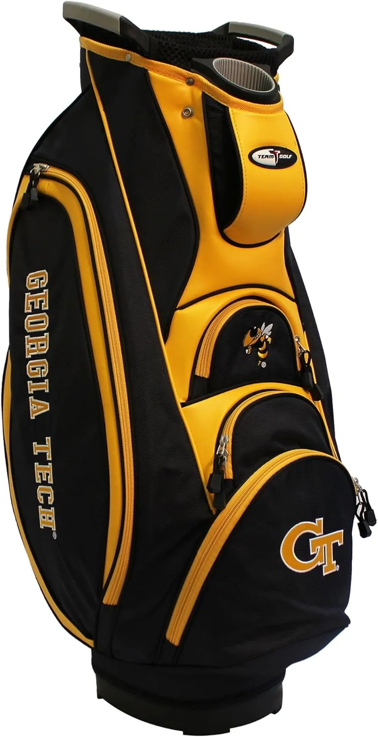 Team Golf NCAA Georgia Tech Yellow Jackets Victory Golf Cart Bag, 10-way Top with Integrated Dual Handle & External Putter Well, Cooler Pocket, Padded Strap, Umbrella Holder & Removable Rain Hood
