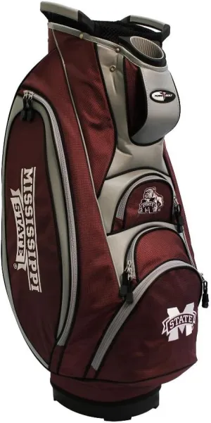 Team Golf NCAA Mississippi State Bulldogs Victory Golf Cart Bag, 10-way Top with Integrated Dual Handle & External Putter Well, Cooler Pocket, Padded Strap, Umbrella Holder & Removable Rain Hood