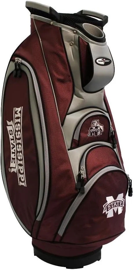 Team Golf NCAA Mississippi State Bulldogs Victory Golf Cart Bag, 10-way Top with Integrated Dual Handle & External Putter Well, Cooler Pocket, Padded Strap, Umbrella Holder & Removable Rain Hood