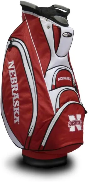 Team Golf NCAA Nebraska Cornhuskers Victory Golf Cart Bag, 10-way Top with Integrated Dual Handle & External Putter Well, Cooler Pocket, Padded Strap, Umbrella Holder & Removable Rain Hood