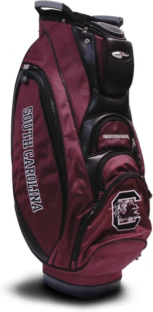 Team Golf NCAA South Carolina Gamecocks Victory Golf Cart Bag, 10-way Top with Integrated Dual Handle & External Putter Well, Cooler Pocket, Padded Strap, Umbrella Holder & Removable Rain Hood