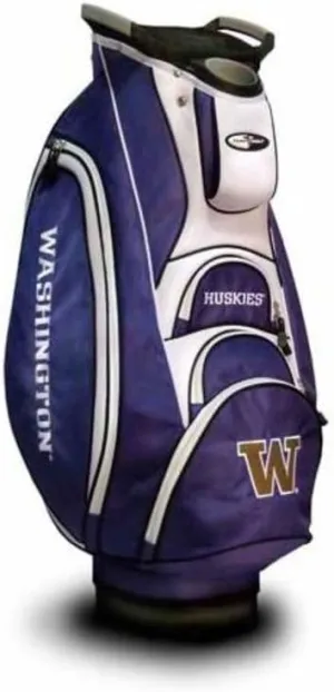 Team Golf NCAA Washington Huskies Victory Golf Cart Bag, 10-way Top with Integrated Dual Handle & External Putter Well, Cooler Pocket, Padded Strap, Umbrella Holder & Removable Rain Hood