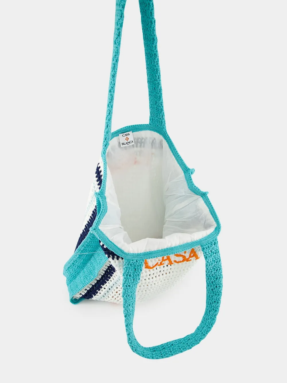 Tennis Stripe Crochet Cotton Shoulder Bag
