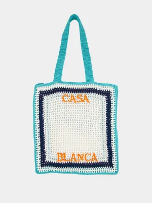 Tennis Stripe Crochet Cotton Shoulder Bag